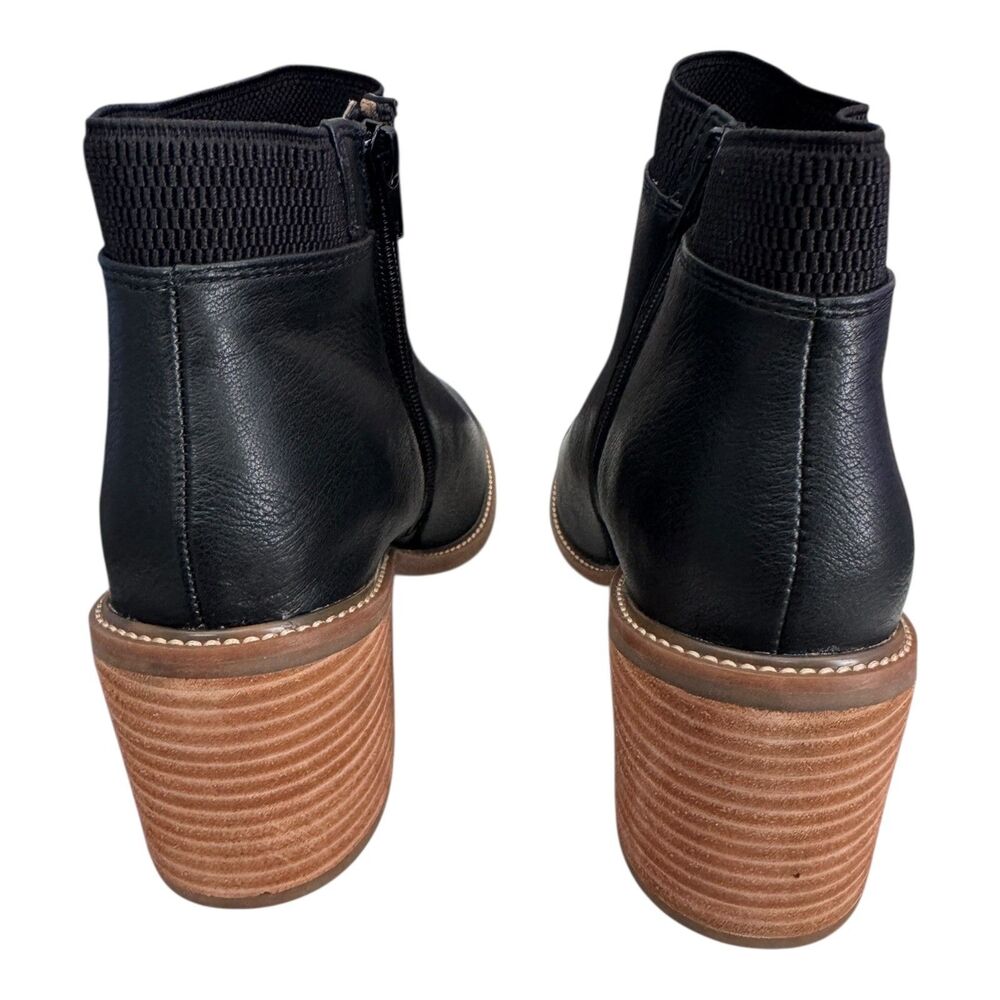 Korks Clove Women's Size 7.5 Black Ankle Block Heel Bootie Zip Stretch Casual - Picture 6 of 9